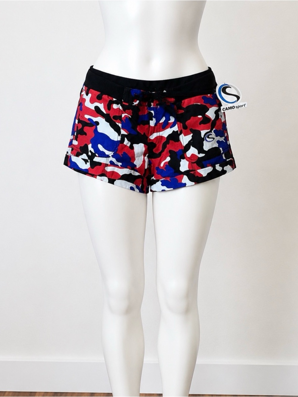 Women's Red & Blue Camo Bike Shorts